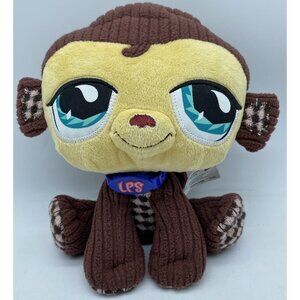 Littlest Pet Shop VIP Brown Monkey Plush Stuffed Animal 2007 Hasbro LPS Collar